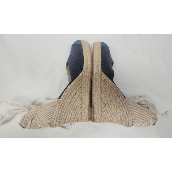 Mint and Rose Women's Sz. 37/6 Lolita Espadrille Wedge Navy Leather/Canvas - Picture 6 of 8